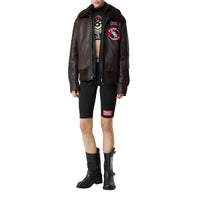DARK BROWN Bombardier avec col en shearling et gilet intérieur amovibles