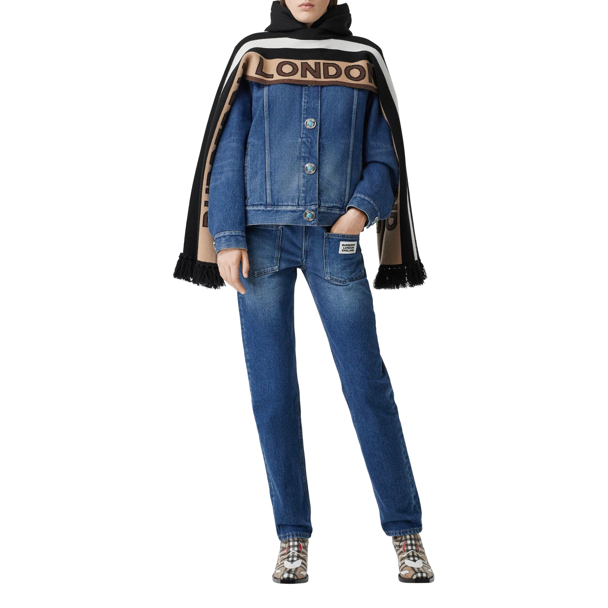Veste en denim déstructurée avec logo - Indigo