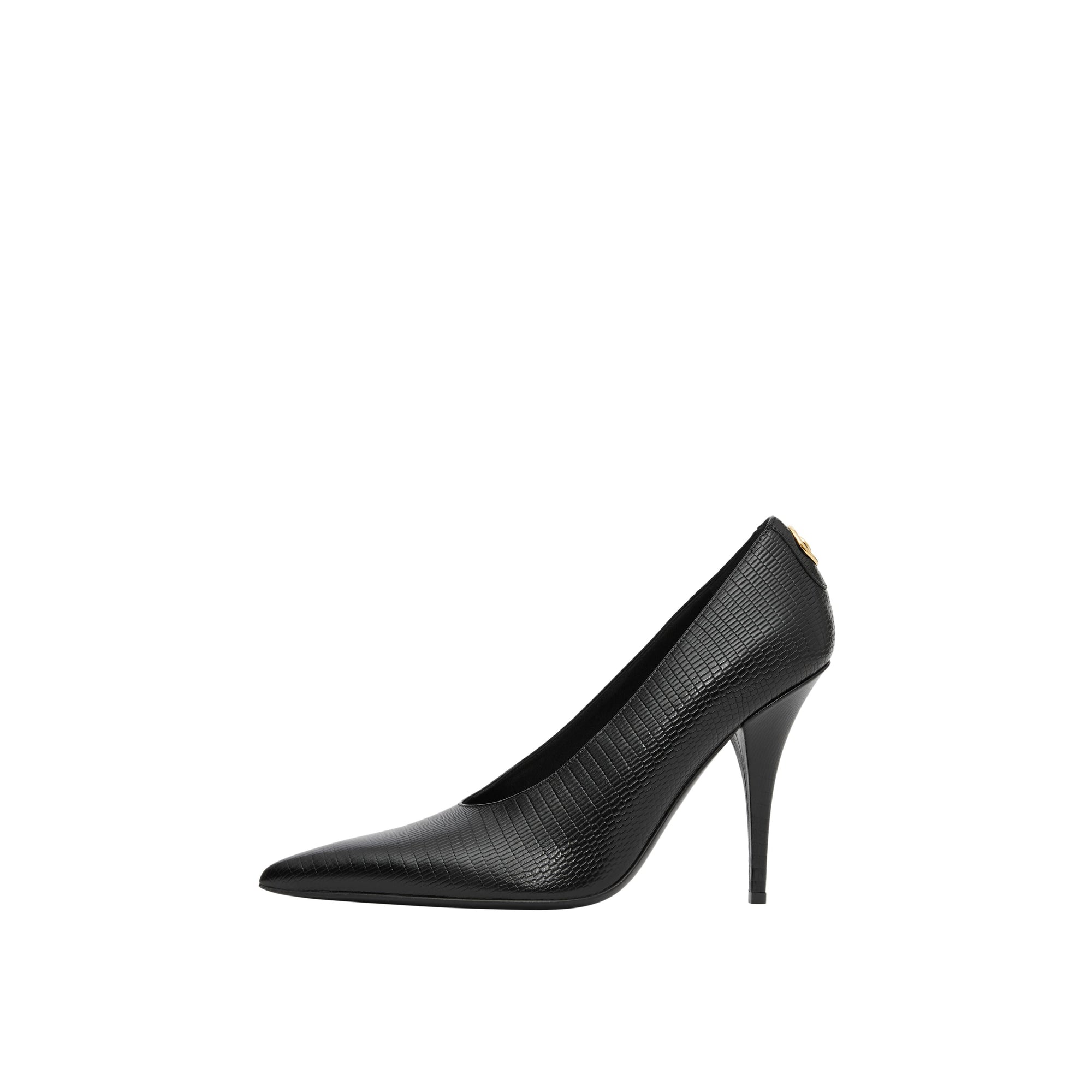 BLACK Escarpins à bout pointu en cuir embossé et clouté
