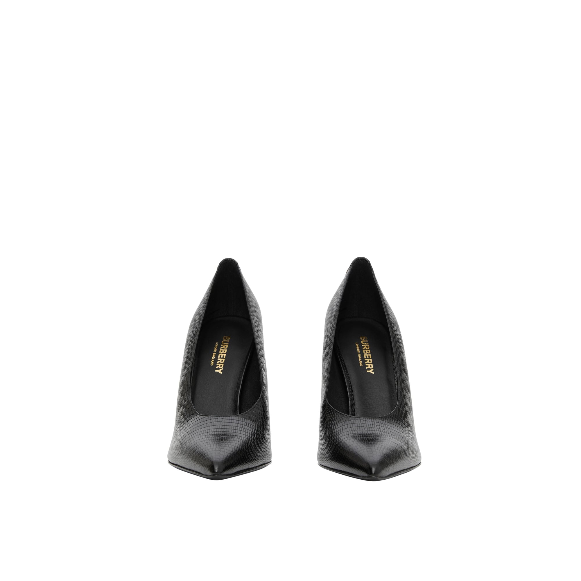 BLACK Escarpins à bout pointu en cuir embossé et clouté