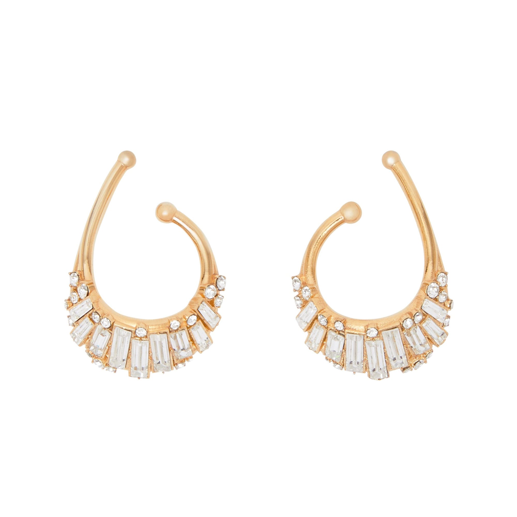 Manchette d'oreille plaquée or avec cristaux - Or clair & cristal