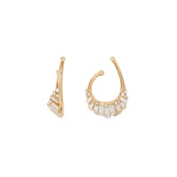 Manchette d'oreille plaquée or avec cristaux - Or clair & cristal