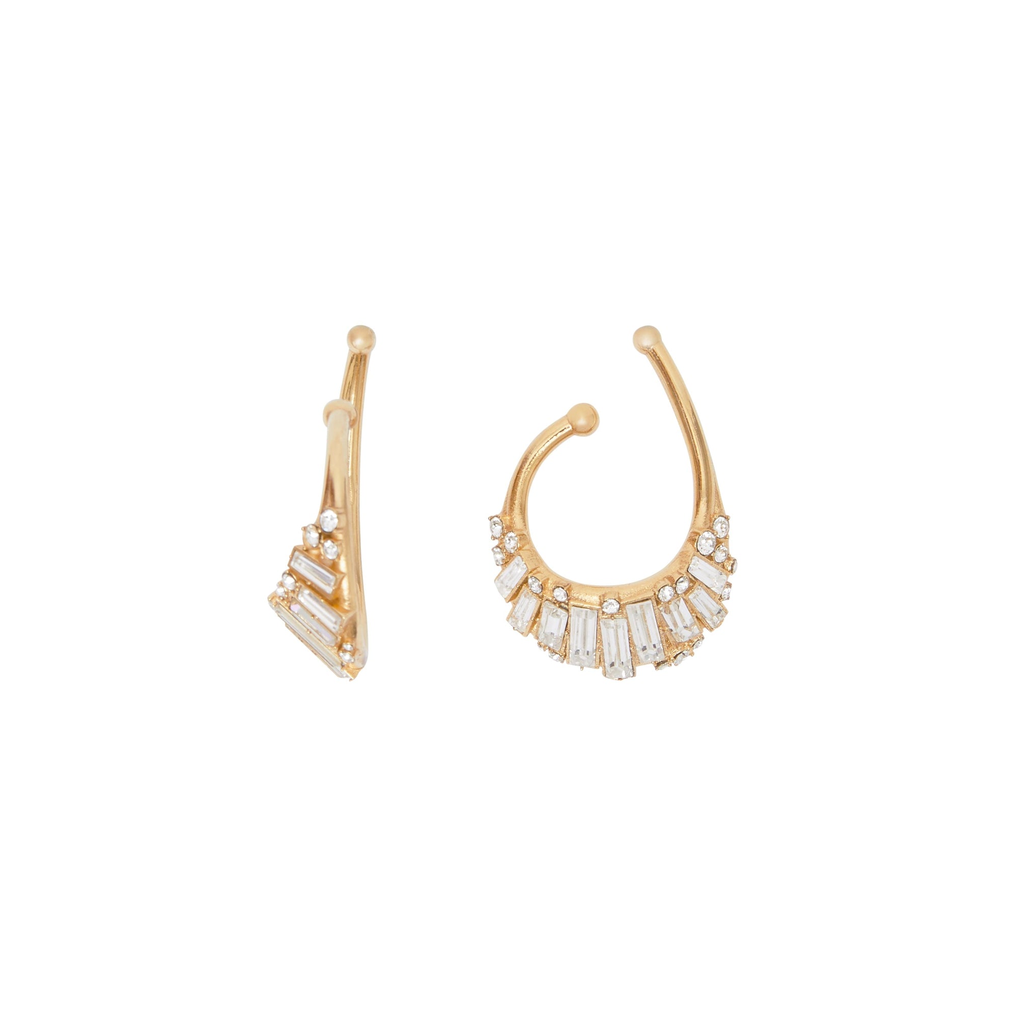Manchette d'oreille plaquée or avec cristaux - Or clair & cristal