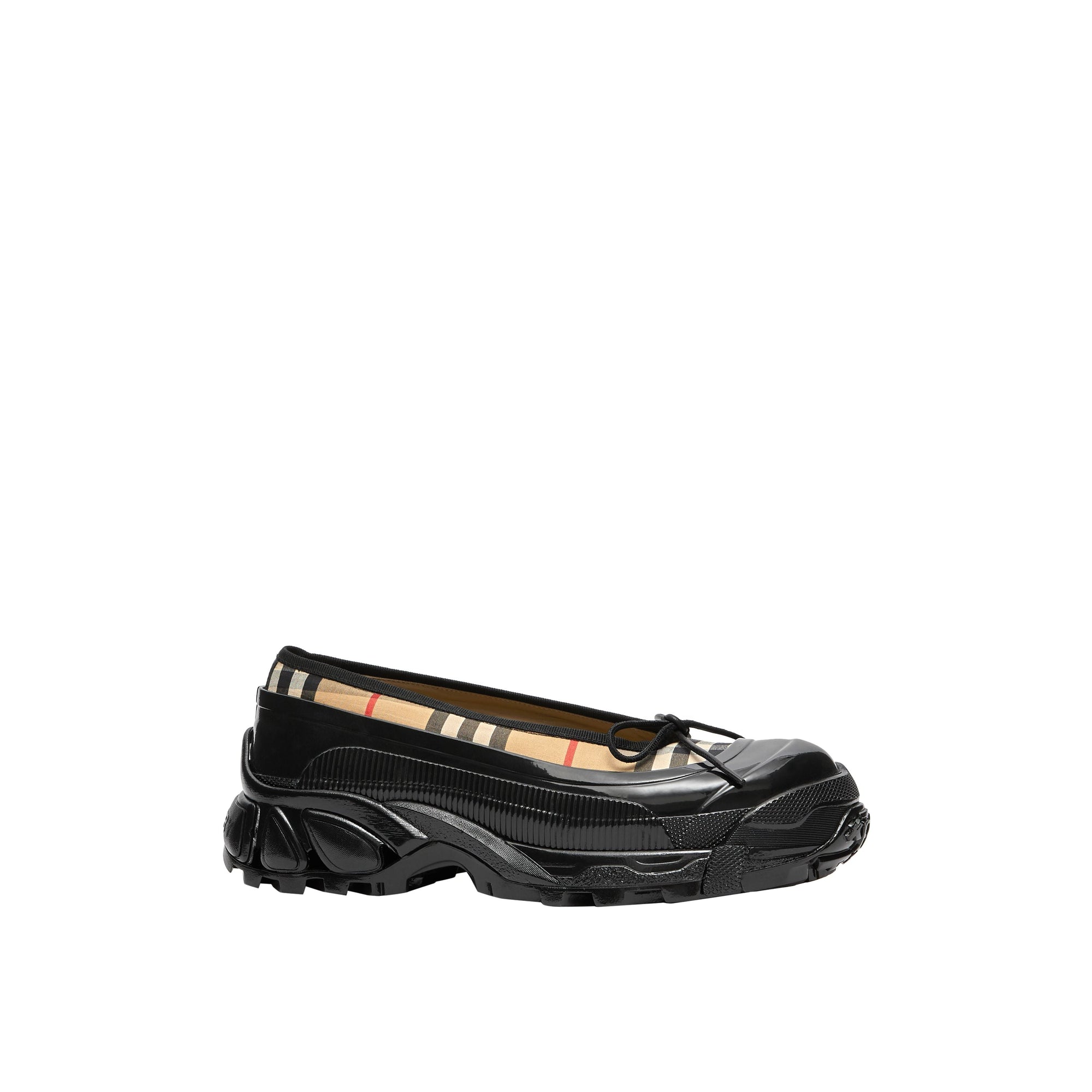 Chaussures plates en coton vintage check avec surchaussure - Beige d'archive