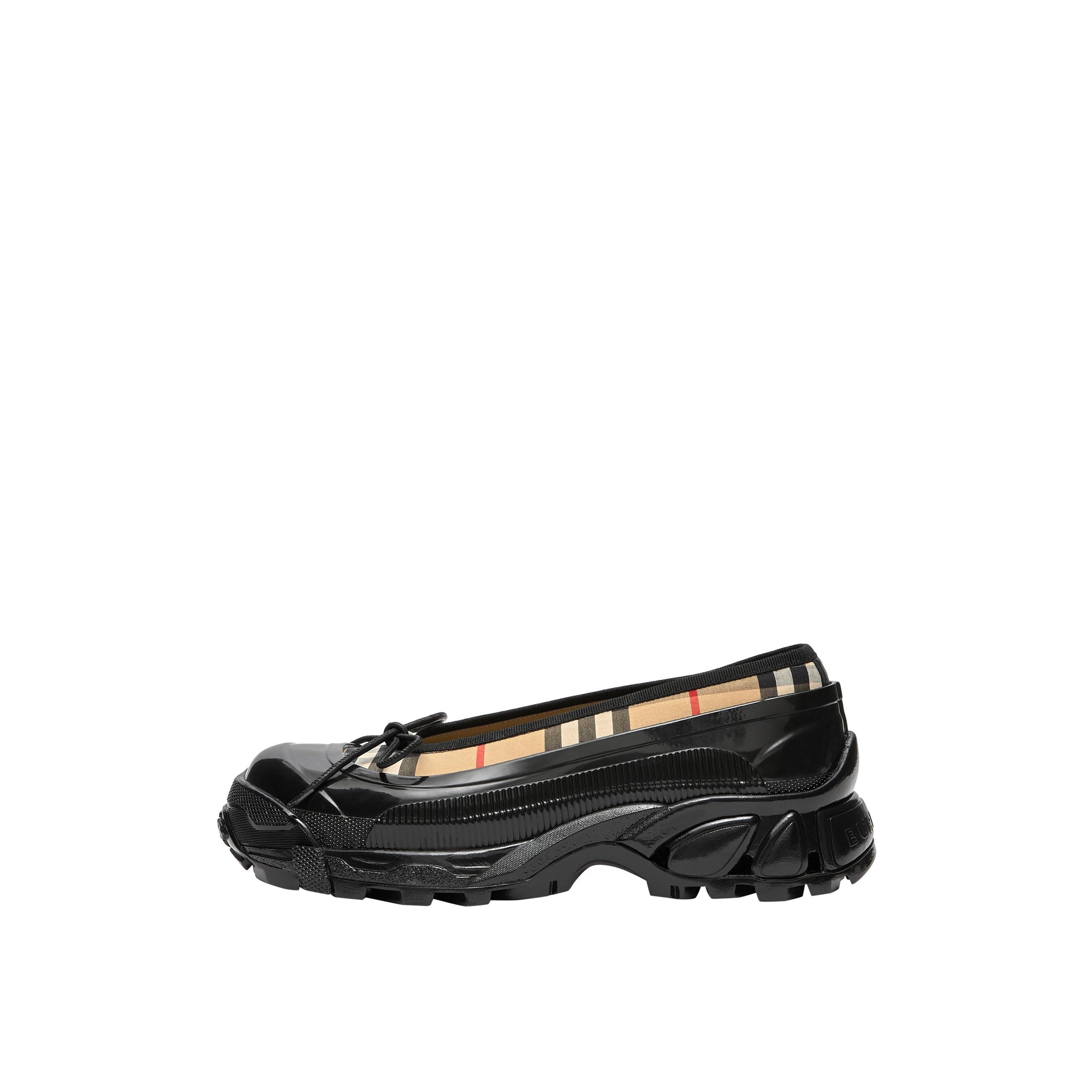 Chaussures plates en coton vintage check avec surchaussure - Beige d'archive