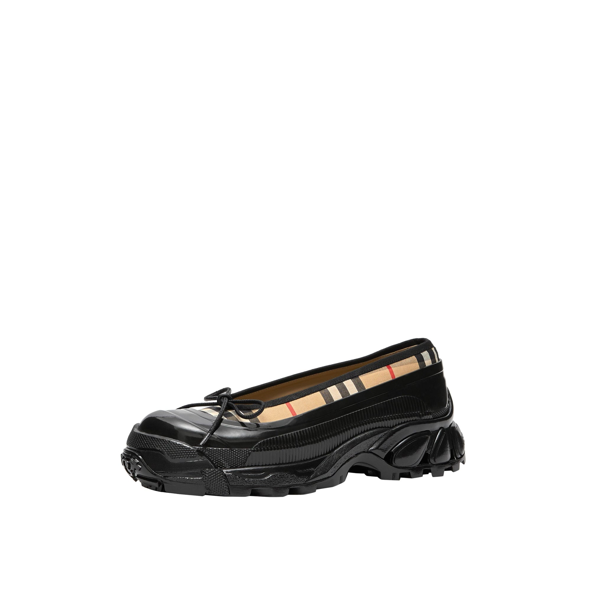 Chaussures plates en coton vintage check avec surchaussure - Beige d'archive