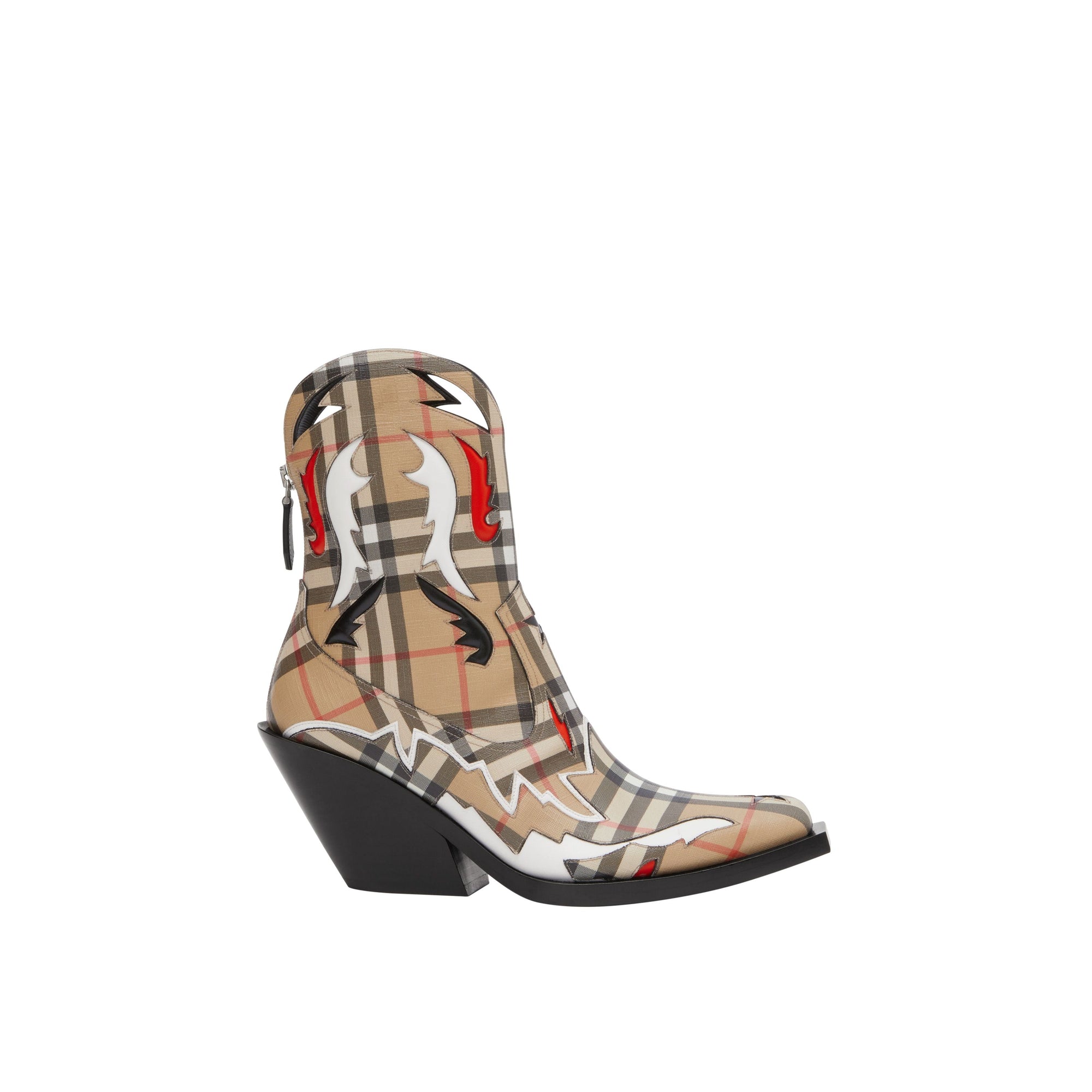 Bottines en toile écologique Vintage check avec appliqué surpiqué - Beige d'Archive