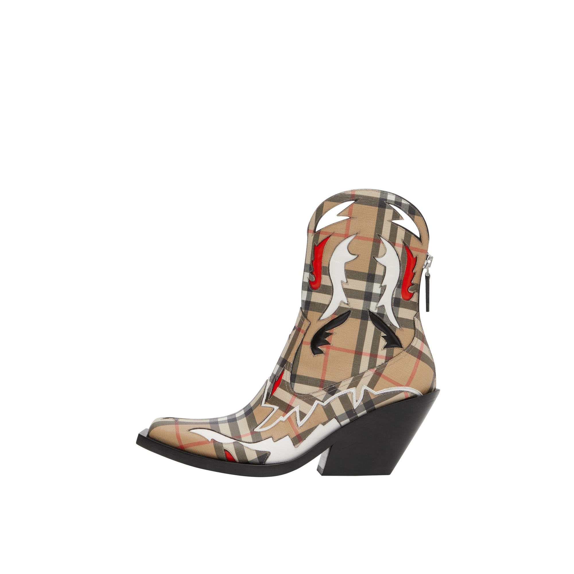 Bottines en toile écologique Vintage check avec appliqué surpiqué - Beige d'Archive