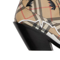 Bottines en toile écologique vintage check avec appliqué surpiqué - Beige d'archive
