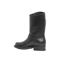Bottes de motard en cuir à imprimé montage - Noir