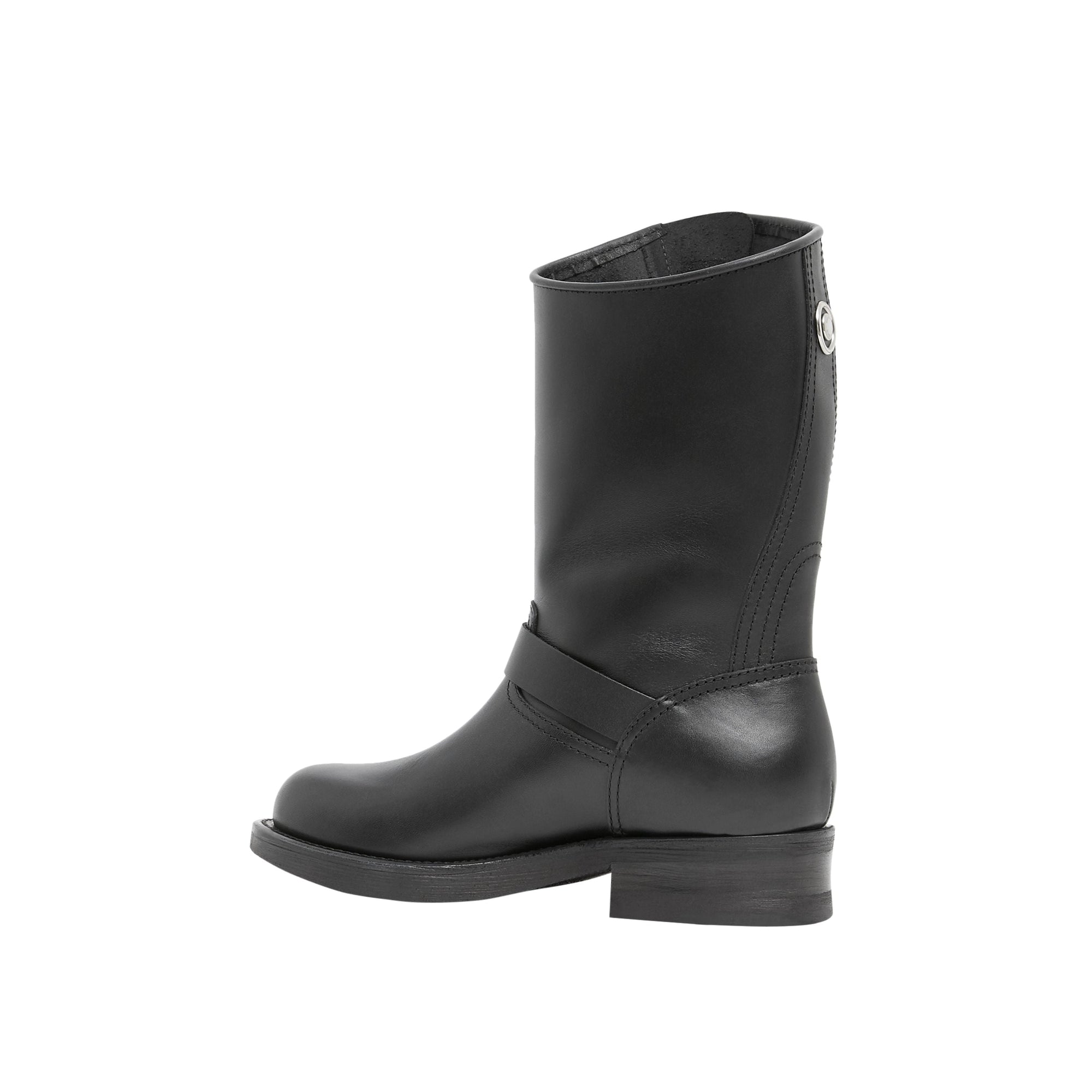 Bottes de motard en cuir à imprimé montage - Noir