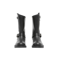 Bottes de motard en cuir à imprimé montage - Noir