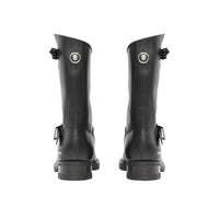 Bottes de motard en cuir à imprimé montage - Noir