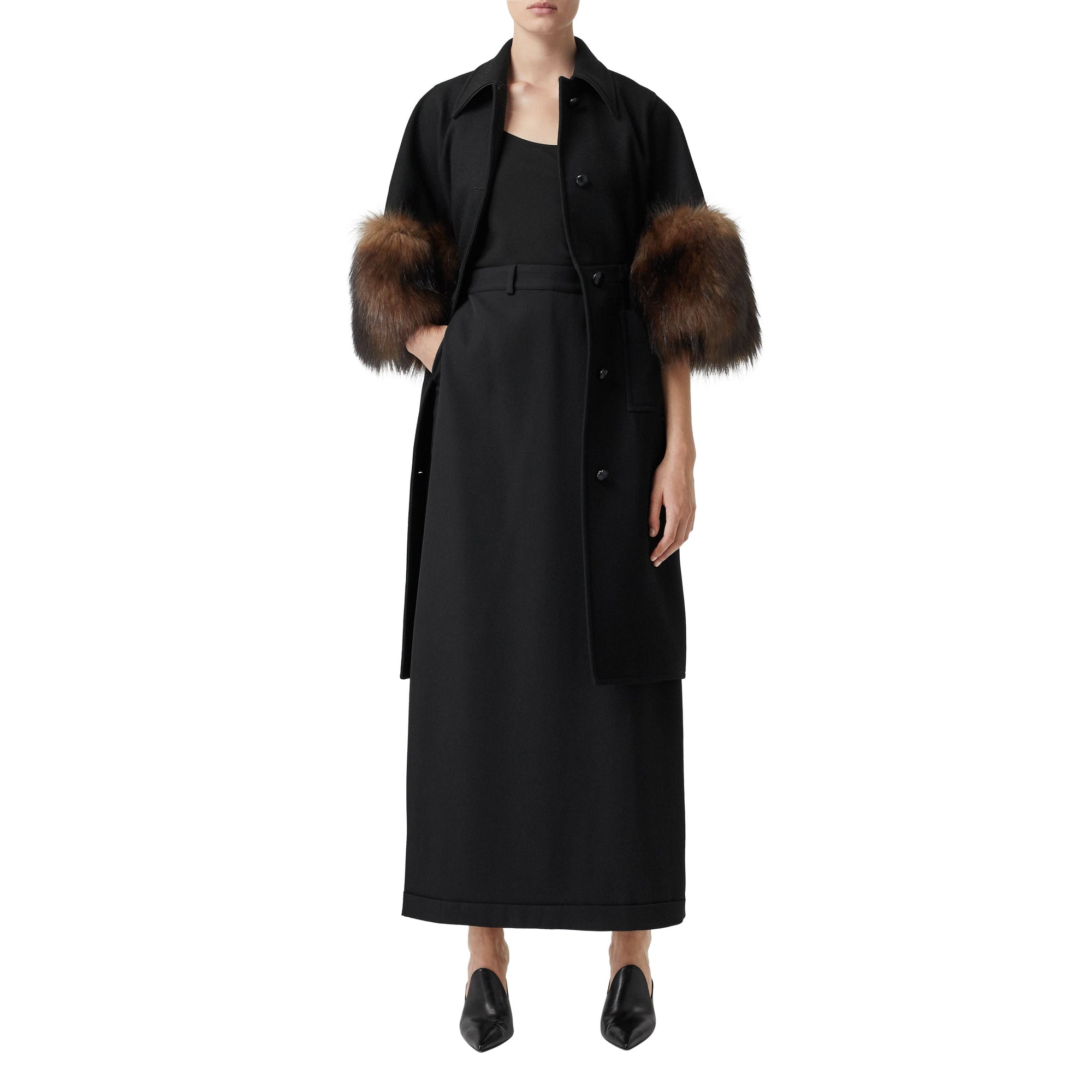 BLACK Pantalon ample en laine avec panneau façon jupe