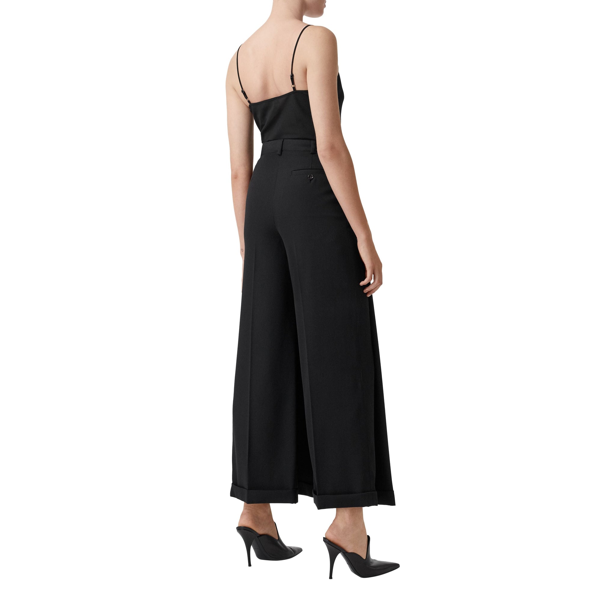 BLACK Pantalon ample en laine avec panneau façon jupe