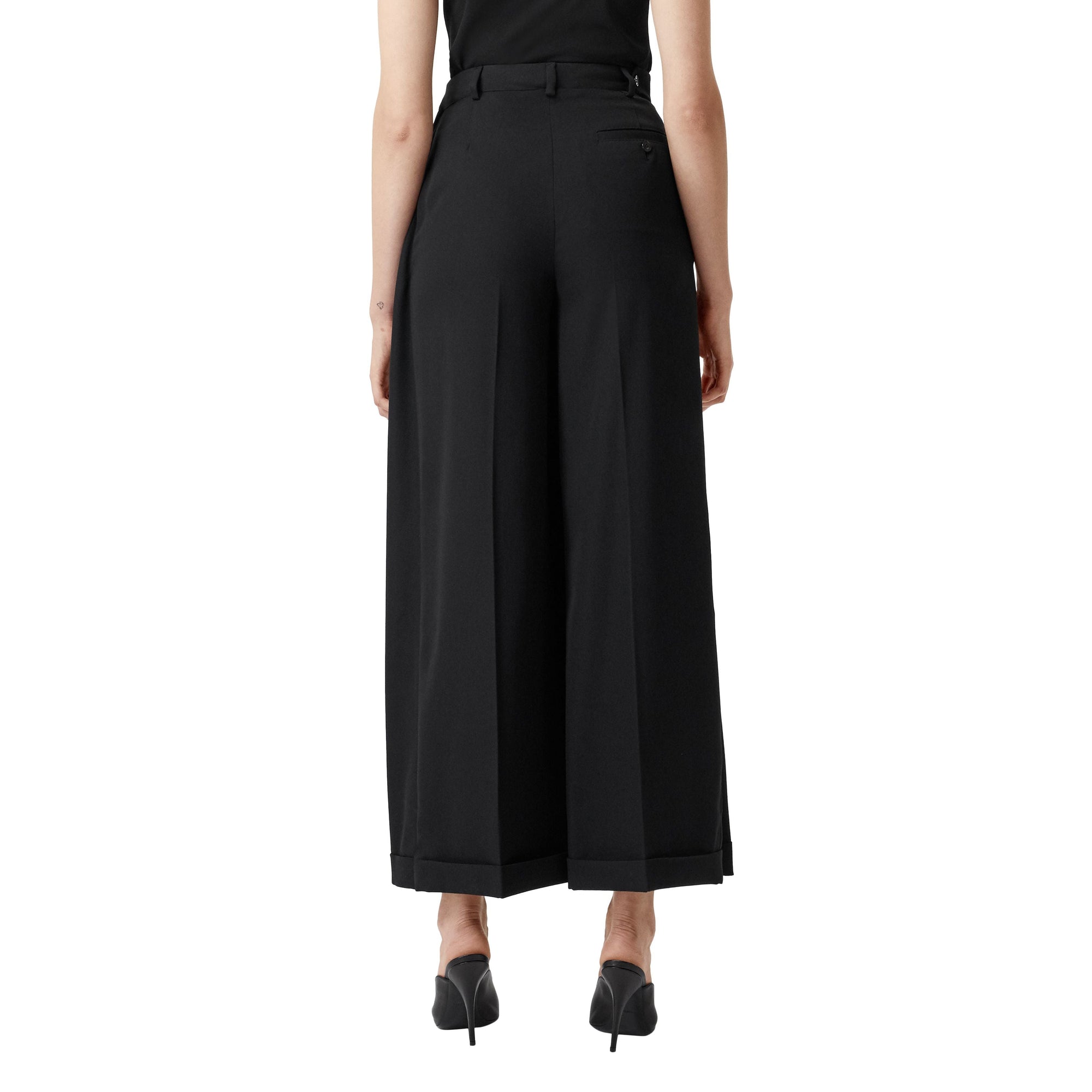 BLACK Pantalon ample en laine avec panneau façon jupe