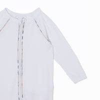 Coffret cadeau trois pièces pour bébé en coton stretch avec check - Blanc