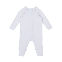 Coffret cadeau trois pièces pour bébé en coton stretch avec check - Blanc