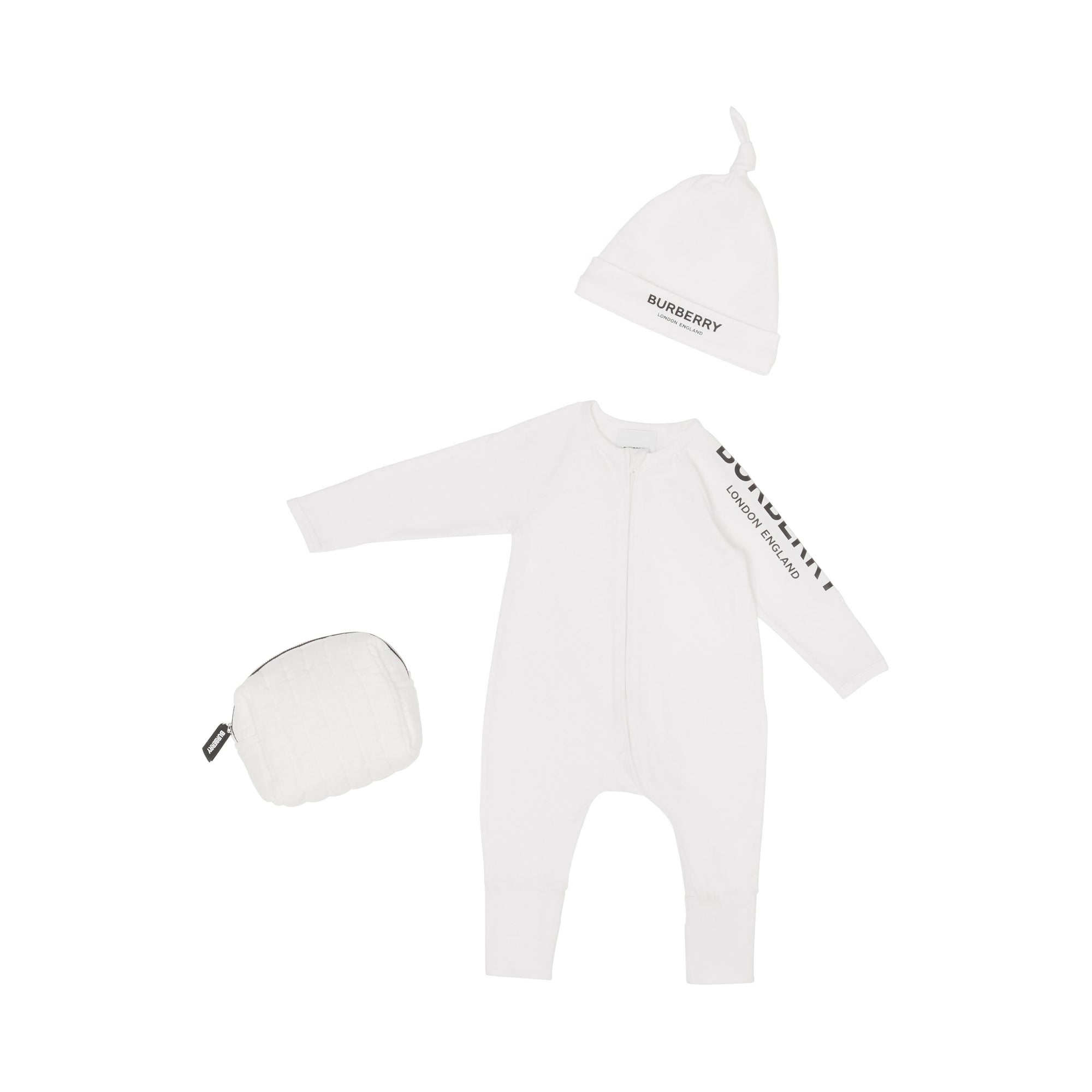 Coffret cadeau deux pièces pour bébé en coton stretch avec logo - Blanc