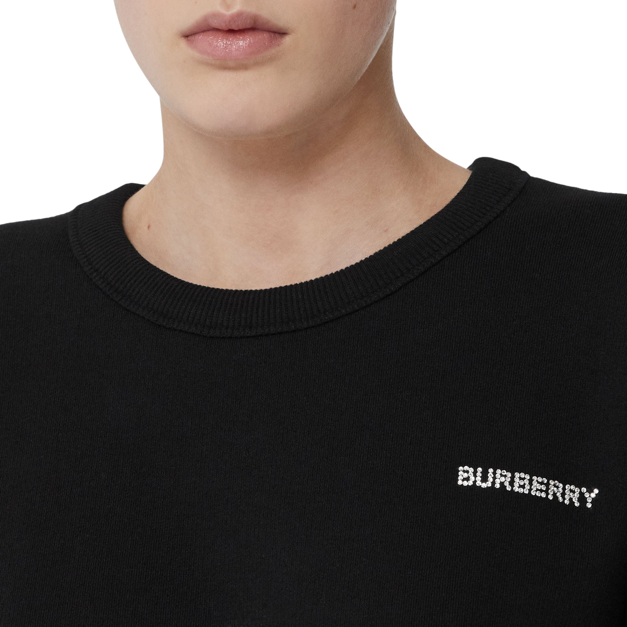 Sweat-shirt oversize en coton monogram avec cristaux - Noir