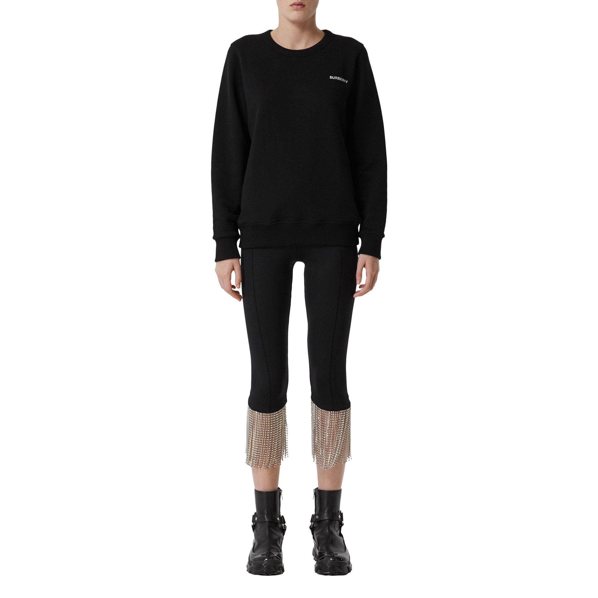 BLACK Sweat-shirt oversize en coton Monogram avec cristaux