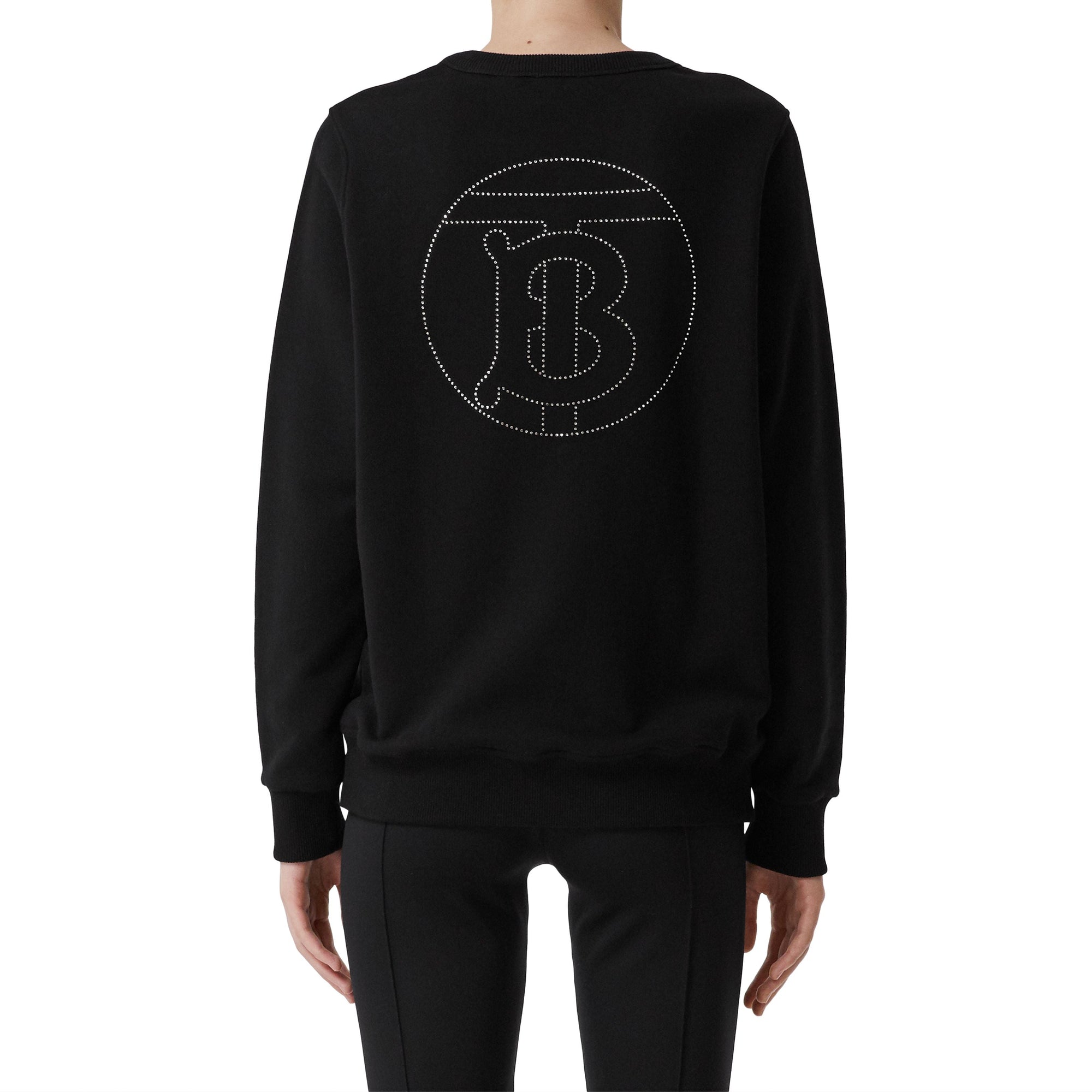BLACK Sweat-shirt oversize en coton Monogram avec cristaux