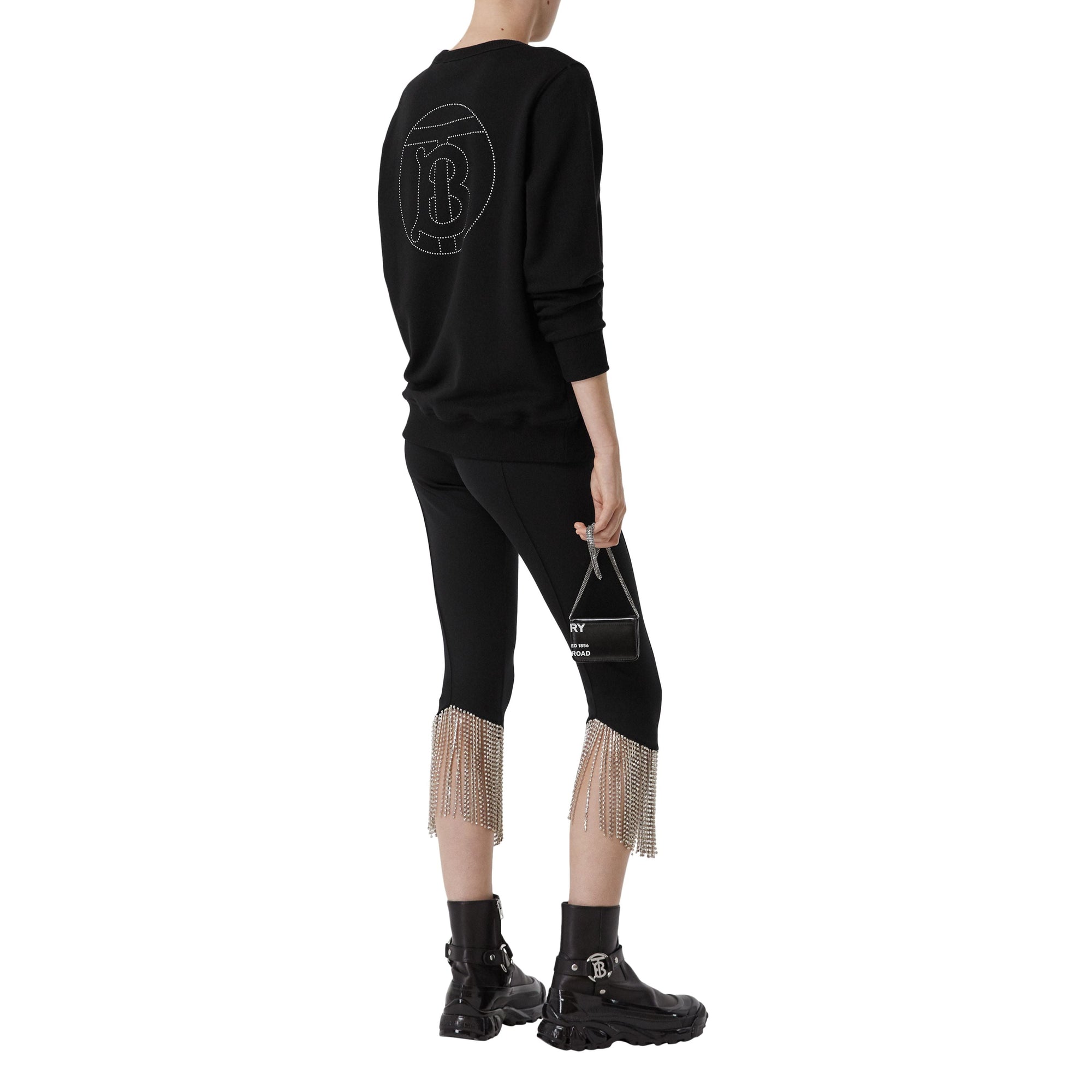 BLACK Sweat-shirt oversize en coton Monogram avec cristaux