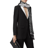 Foulard en soie à imprimé léopard et ange - Noir
