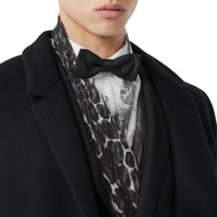 Foulard en soie à imprimé léopard et ange - Noir