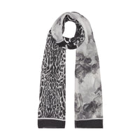Foulard en soie à imprimé léopard et ange - Noir
