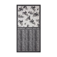 Foulard en soie à imprimé léopard et ange - Noir