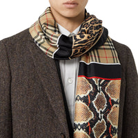 Foulard en soie à imprimé montage et logo - Beige d'Archive