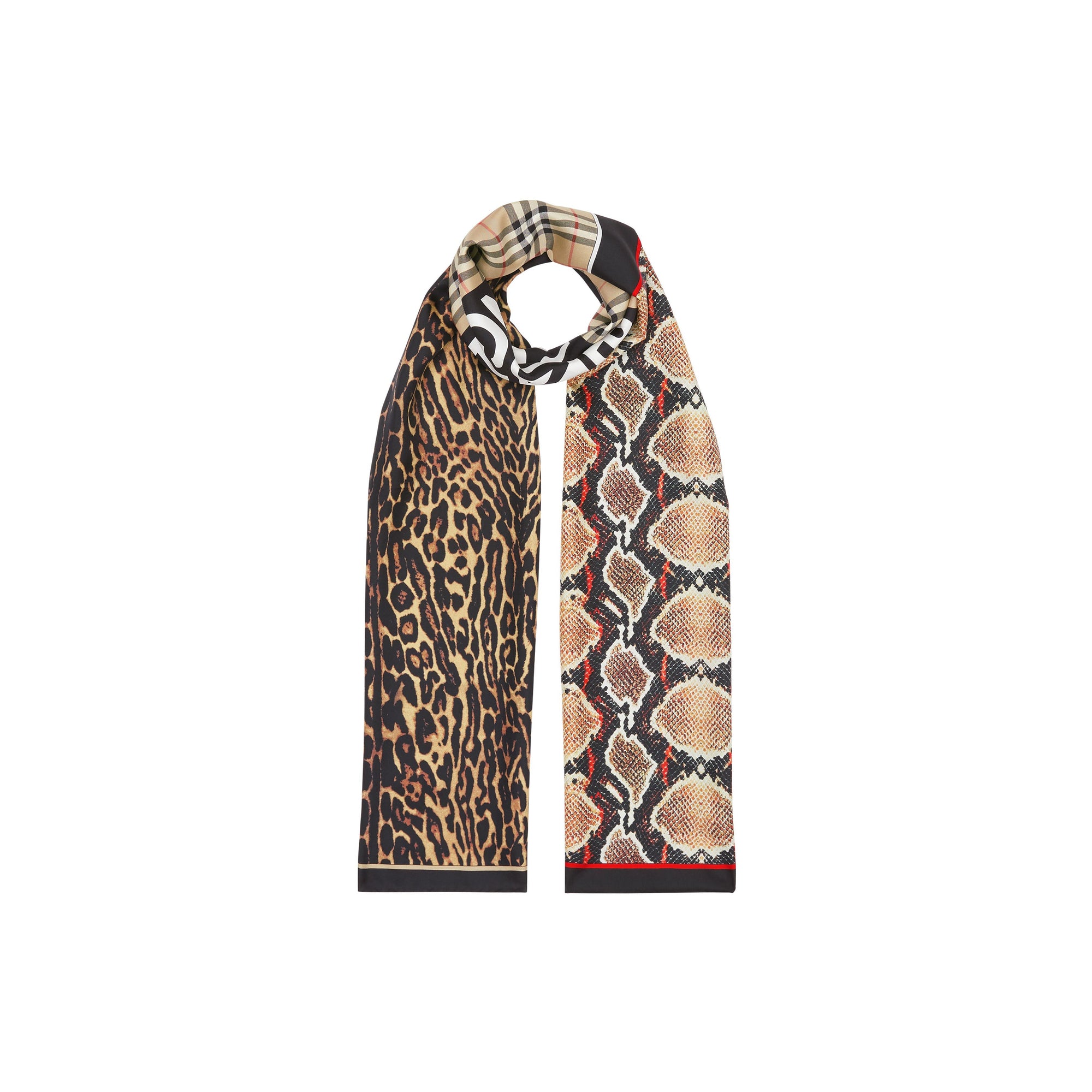 Foulard en soie à imprimé montage et logo - Beige d'Archive
