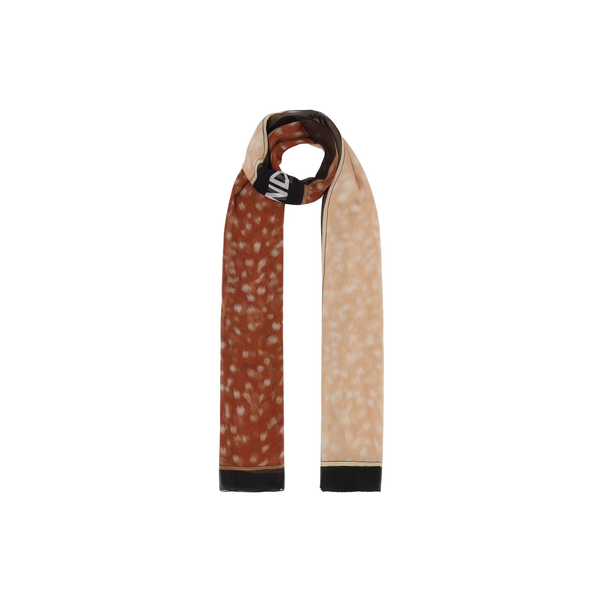 Foulard en soie à imprimé daim - Marron