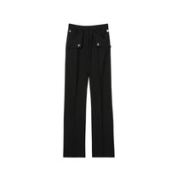 Pantalon ajusté en laine et mohair avec poches - Noir