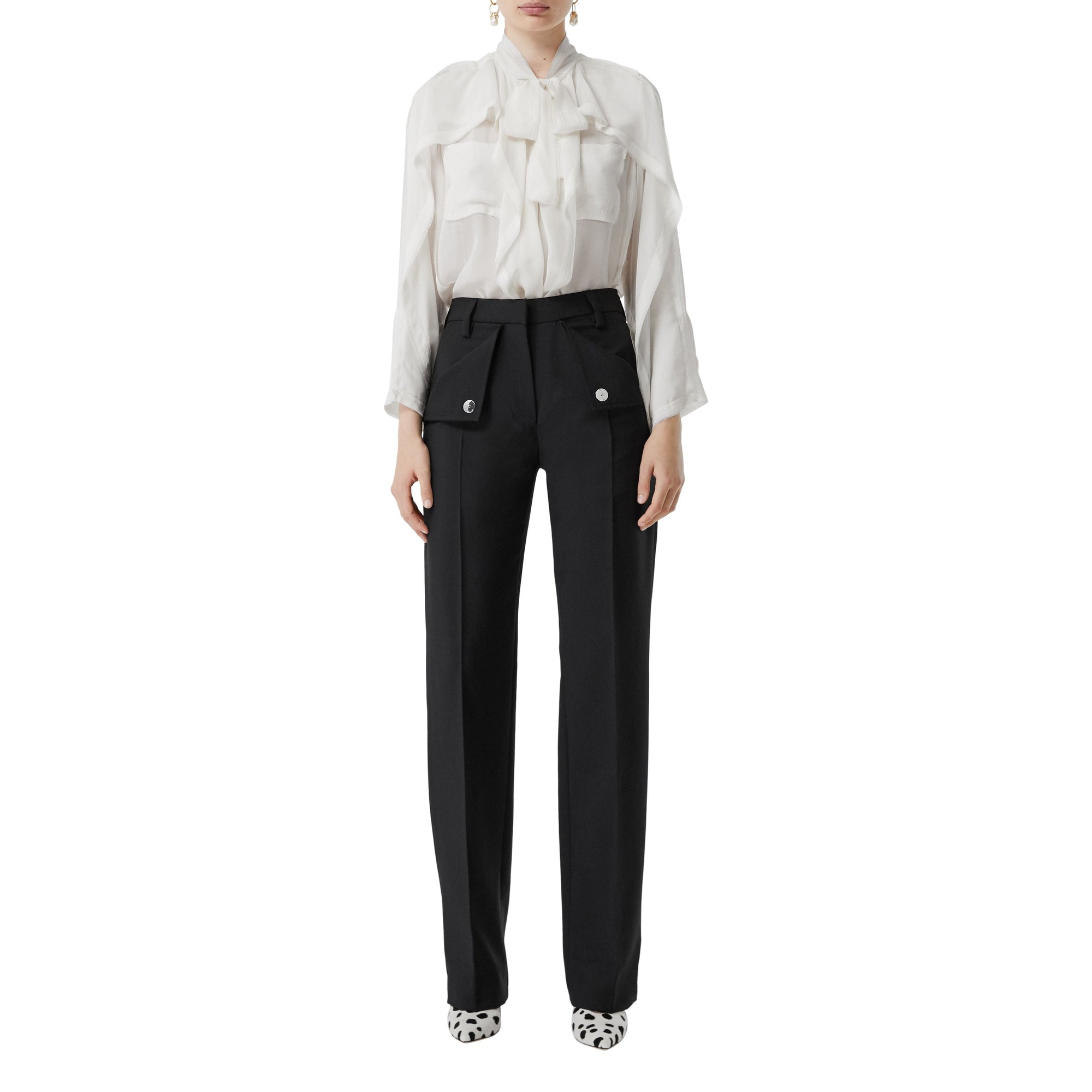 BLACK Pantalon ajusté en laine et mohair avec poches