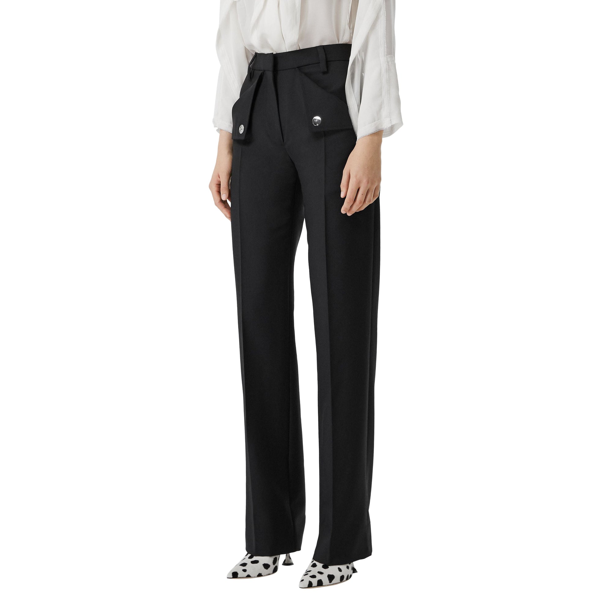 BLACK Pantalon ajusté en laine et mohair avec poches