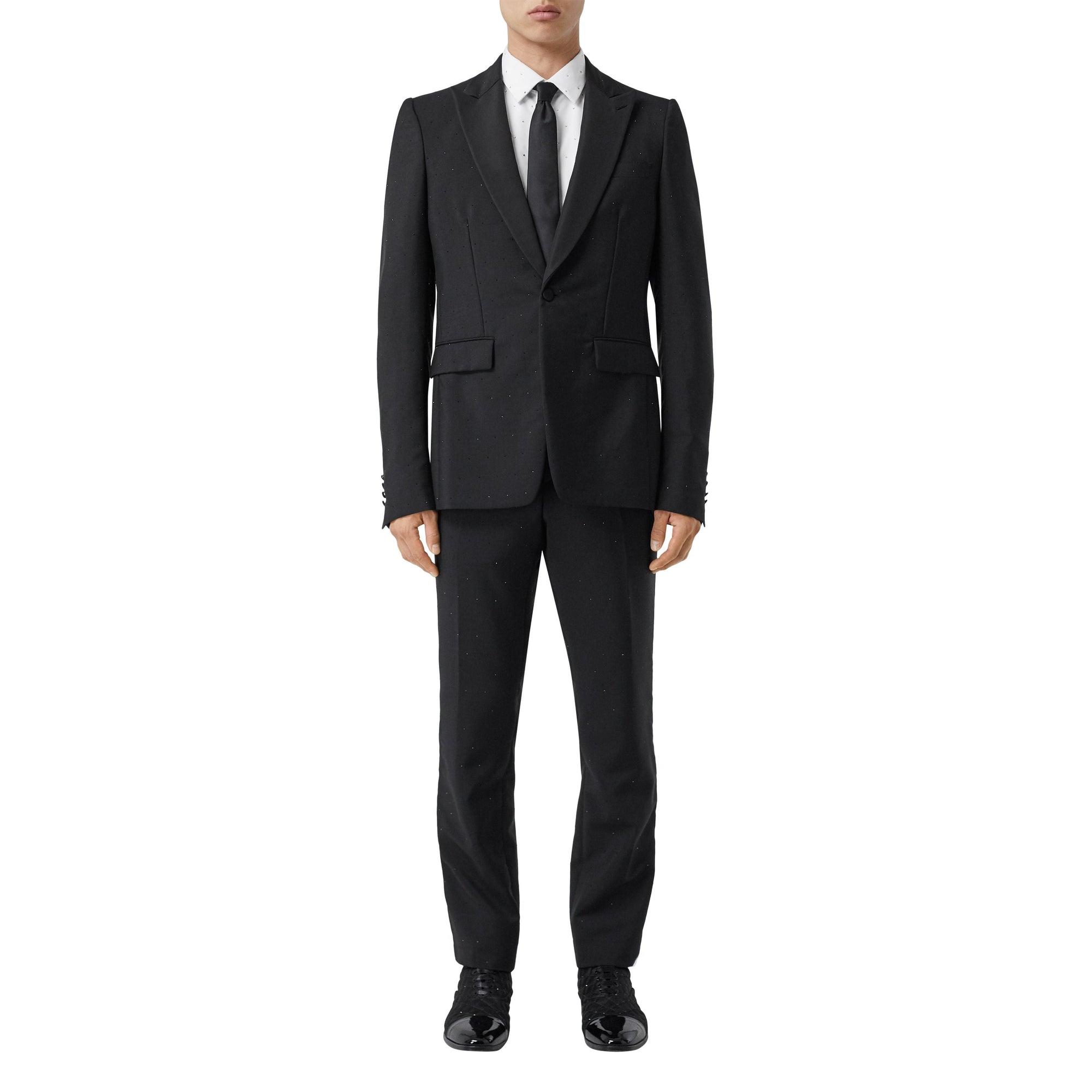BLACK Veste de costume en laine et mohair avec ornements