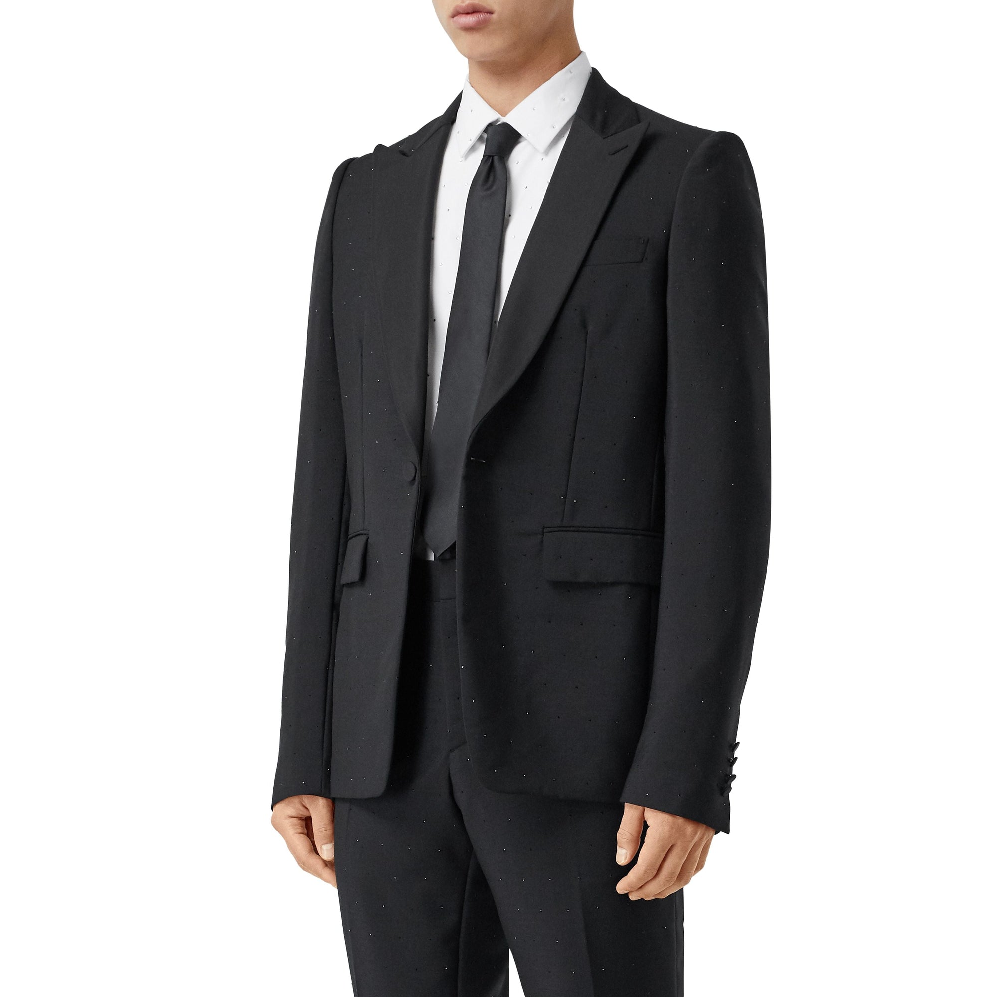 BLACK Veste de costume en laine et mohair avec ornements