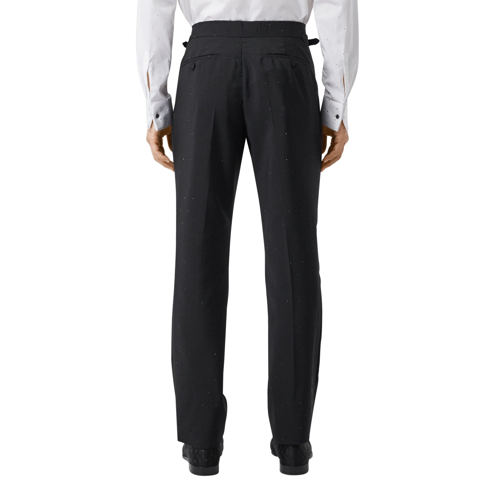 BLACK Pantalon de costume classique en mohair et laine avec ornements
