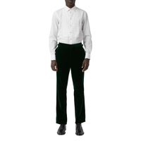 DARK PINE GREEN Pantalon de costume classique en velours et soie