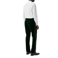 DARK PINE GREEN Pantalon de costume classique en velours et soie