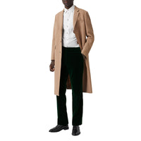 DARK PINE GREEN Pantalon de costume classique en velours et soie