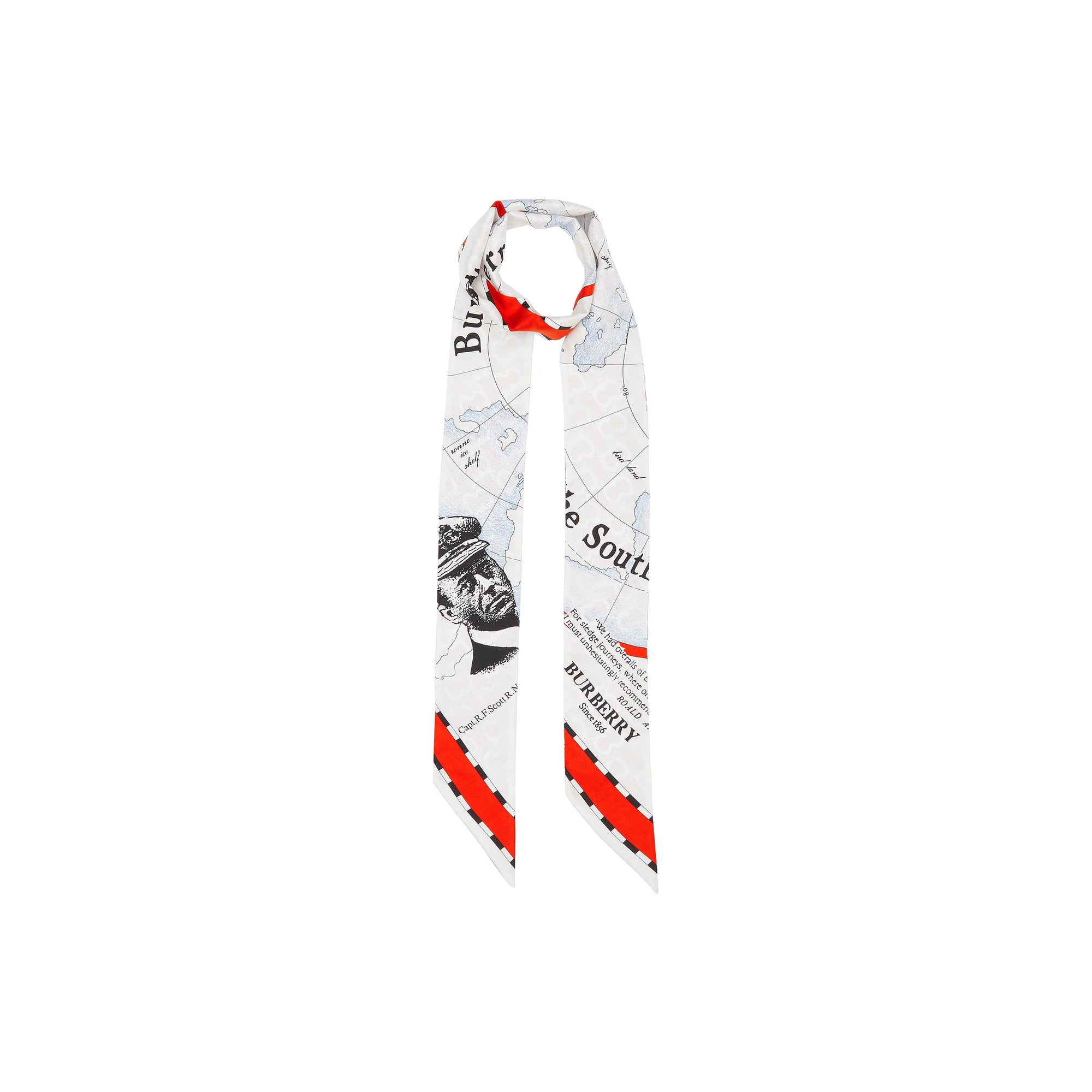 Foulard en soie à imprimé écharpes d'archive et Monogram - Vermillon