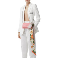 Foulard ultrafin en soie à imprimé floral et Monogram - Beige