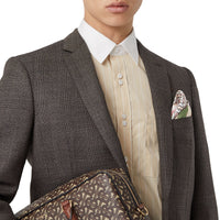 Foulard ultrafin en soie à imprimé floral et monogram - Beige
