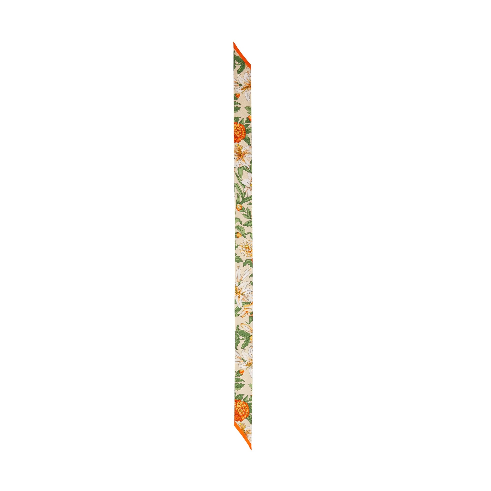Foulard ultrafin en soie à imprimé floral et Monogram - Beige