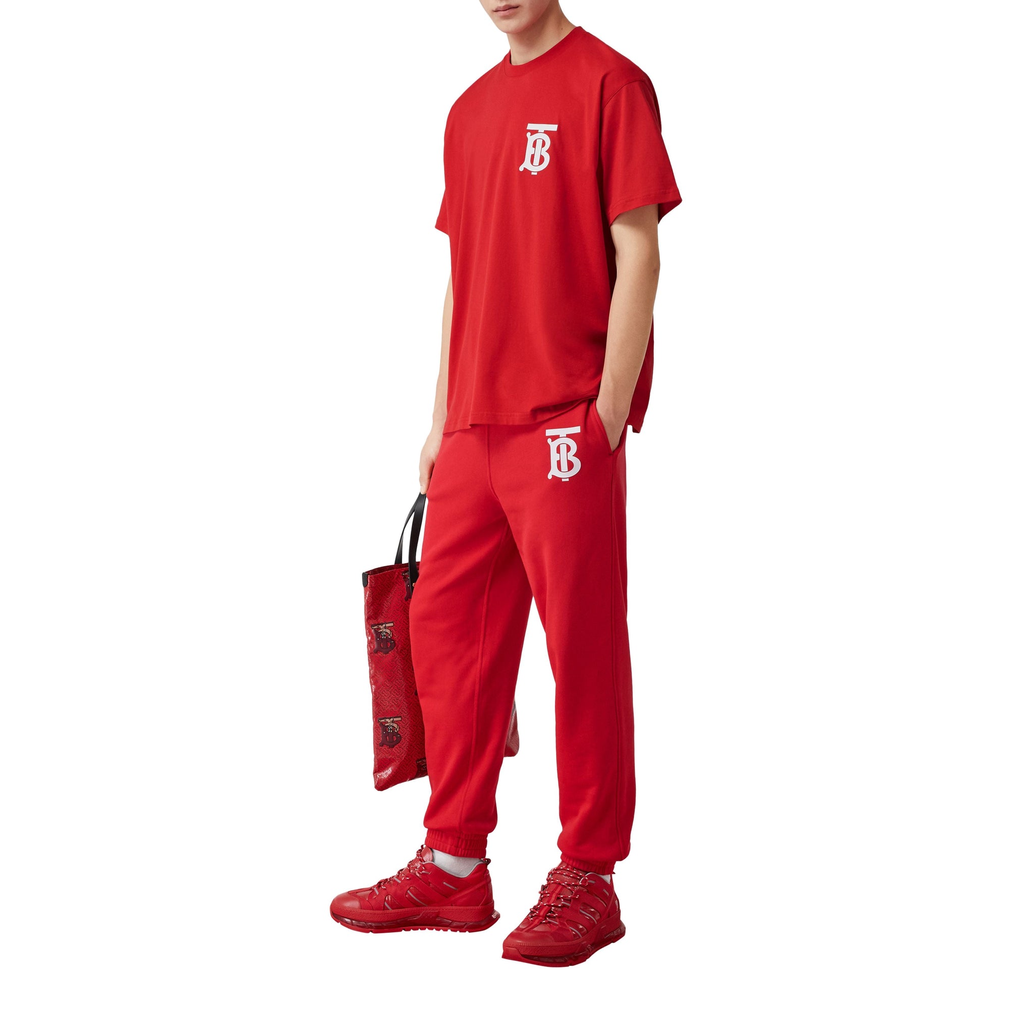 BRIGHT RED Pantalon de survêtement en coton Monogram
