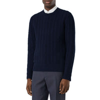 NAVY Pull en cachemire à maille torsadée