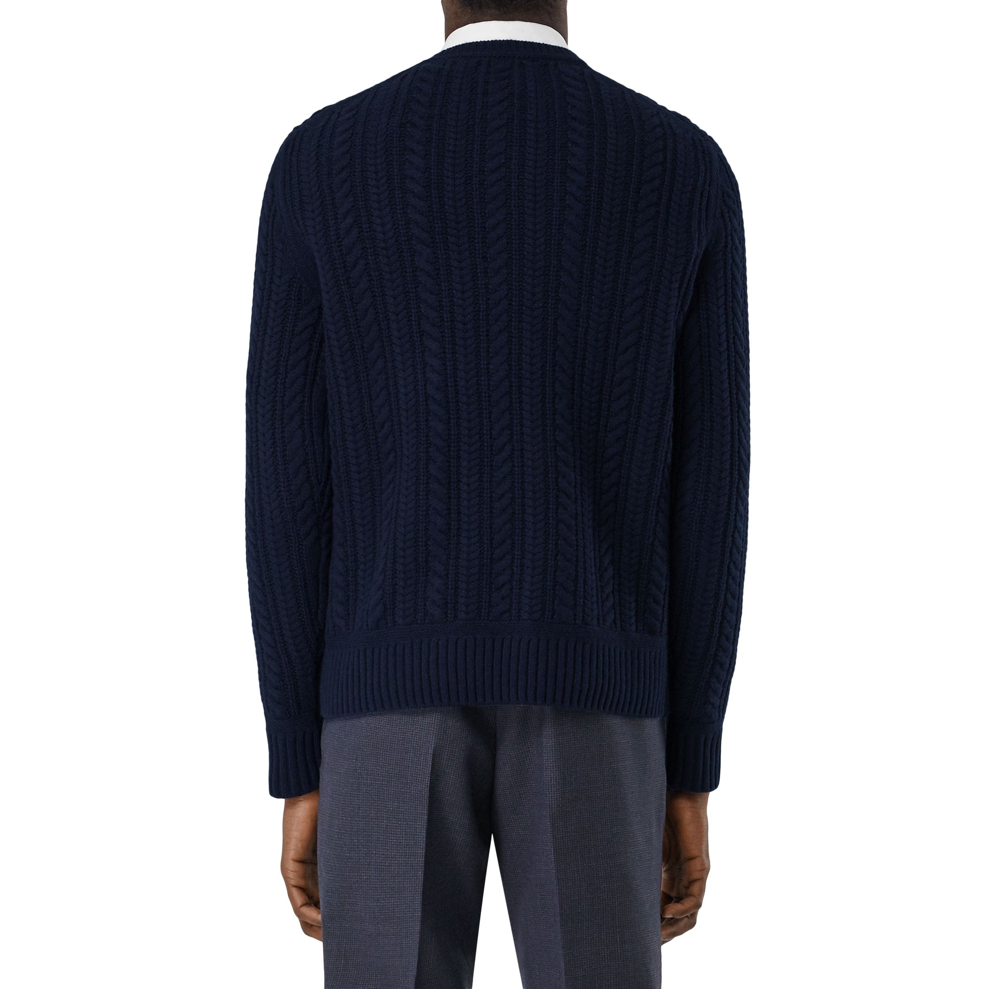 NAVY Pull en cachemire à maille torsadée
